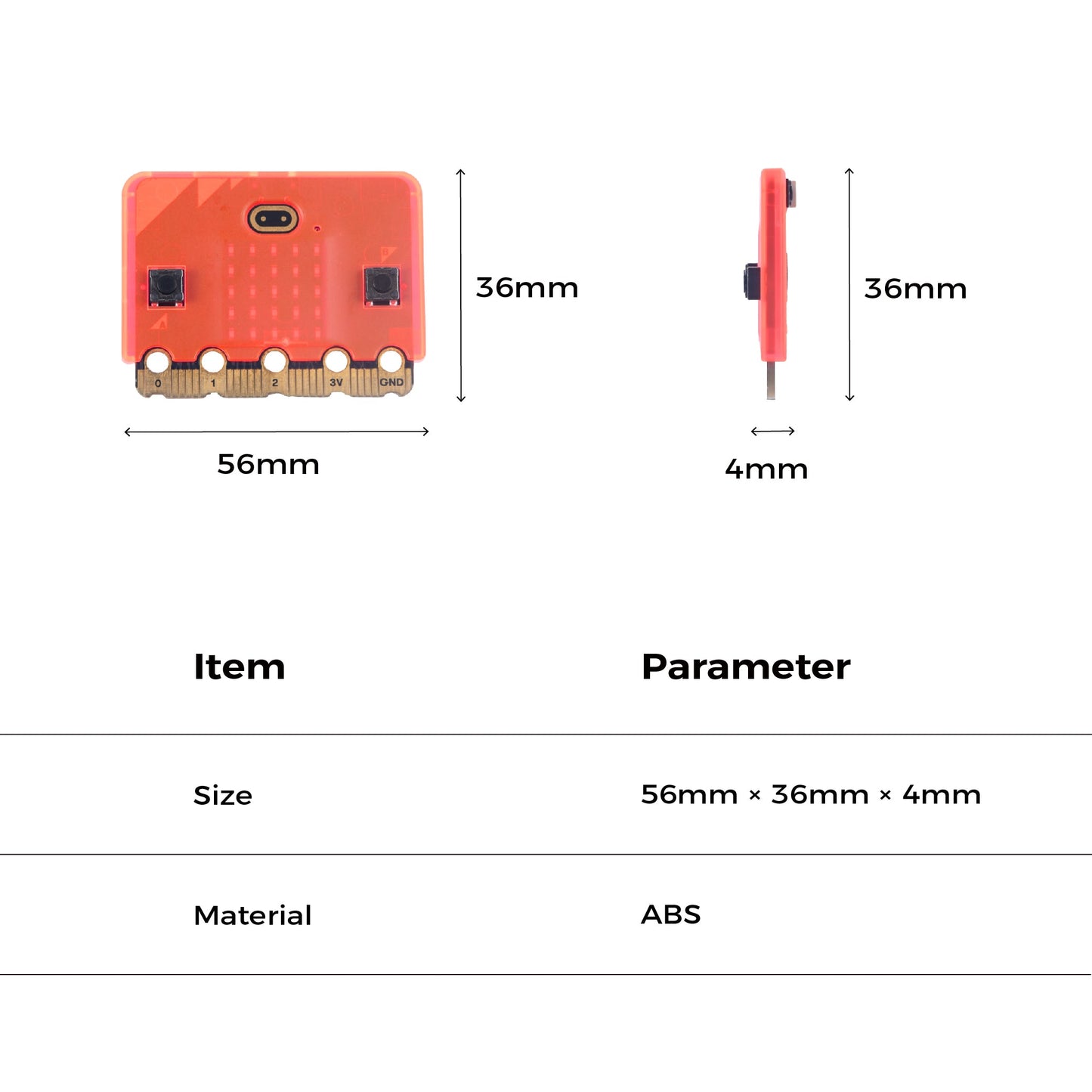 Capa micro:bit ELECFREAKS - Vermelha