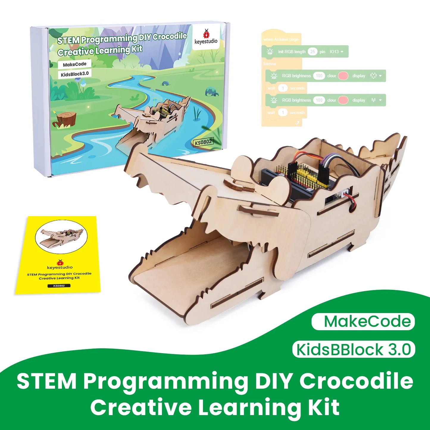 Keyestudio Crocodile Creative Learning Starter Kit DIY Stem Programming With Microbit Mainboard