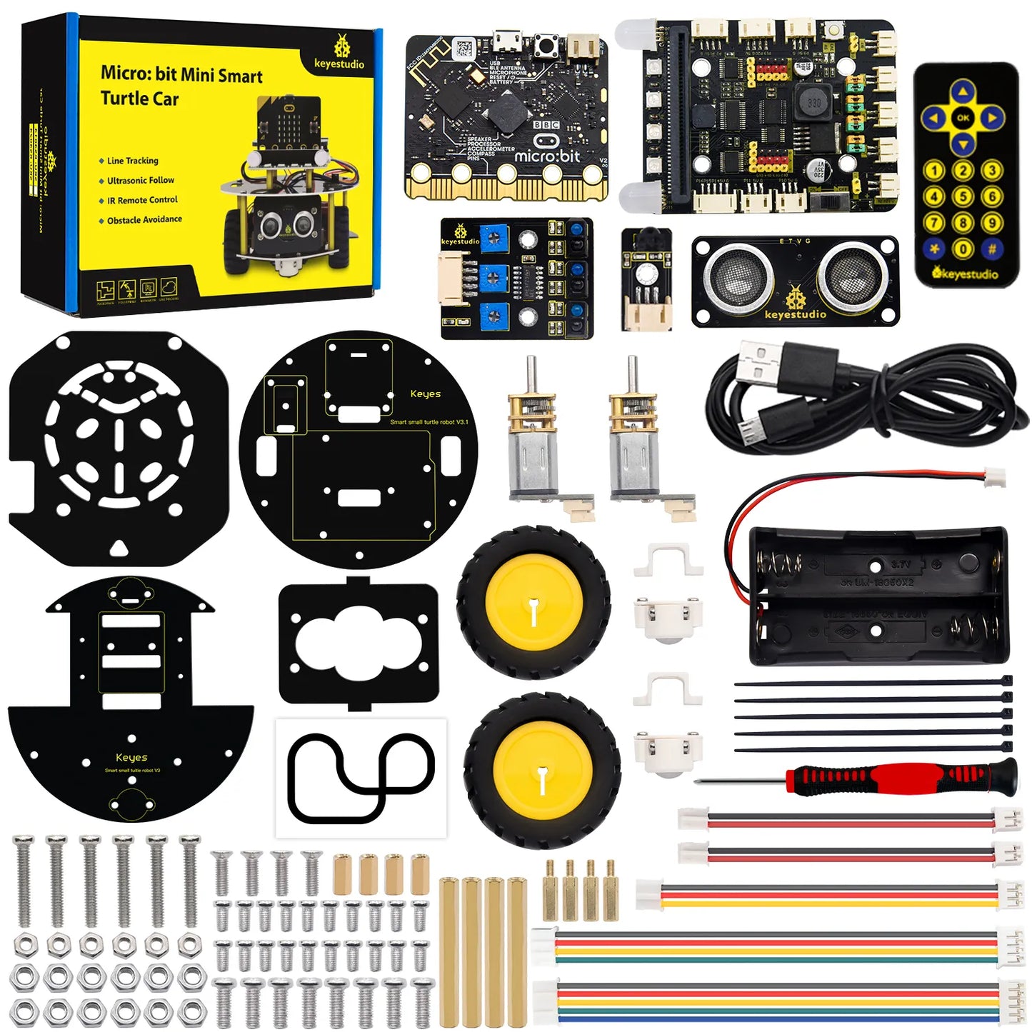 Keyestudio Micro bit Mini Smart Turtle Robot Car for STEM With Micro Bit