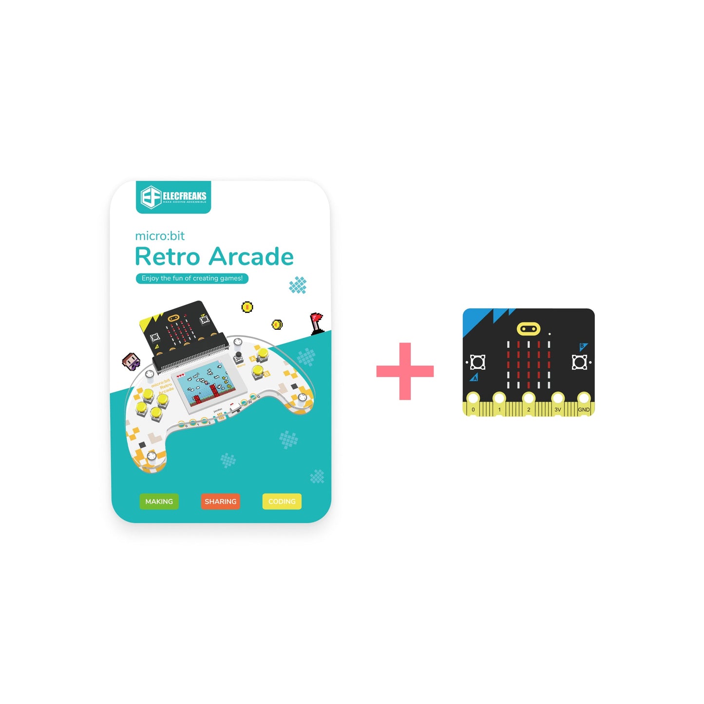 ELECFREAKS Microsoft MakeCode micro:bit Arcade, Consola de Jogos DIY Programável e Kit de Educação STEM
