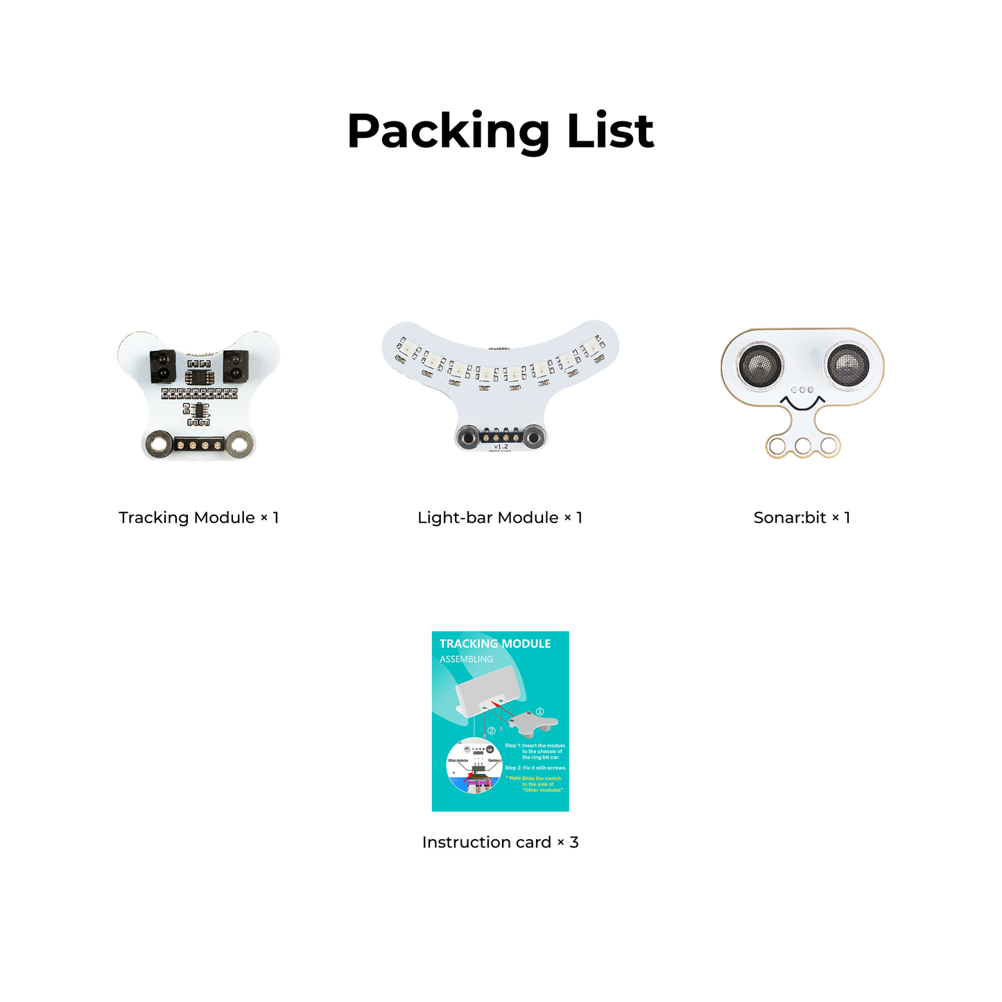 ELECFREAKS Ring:bit Car Accessories Kit (Sonar:bit, Tracking Module & LED Light Bar)