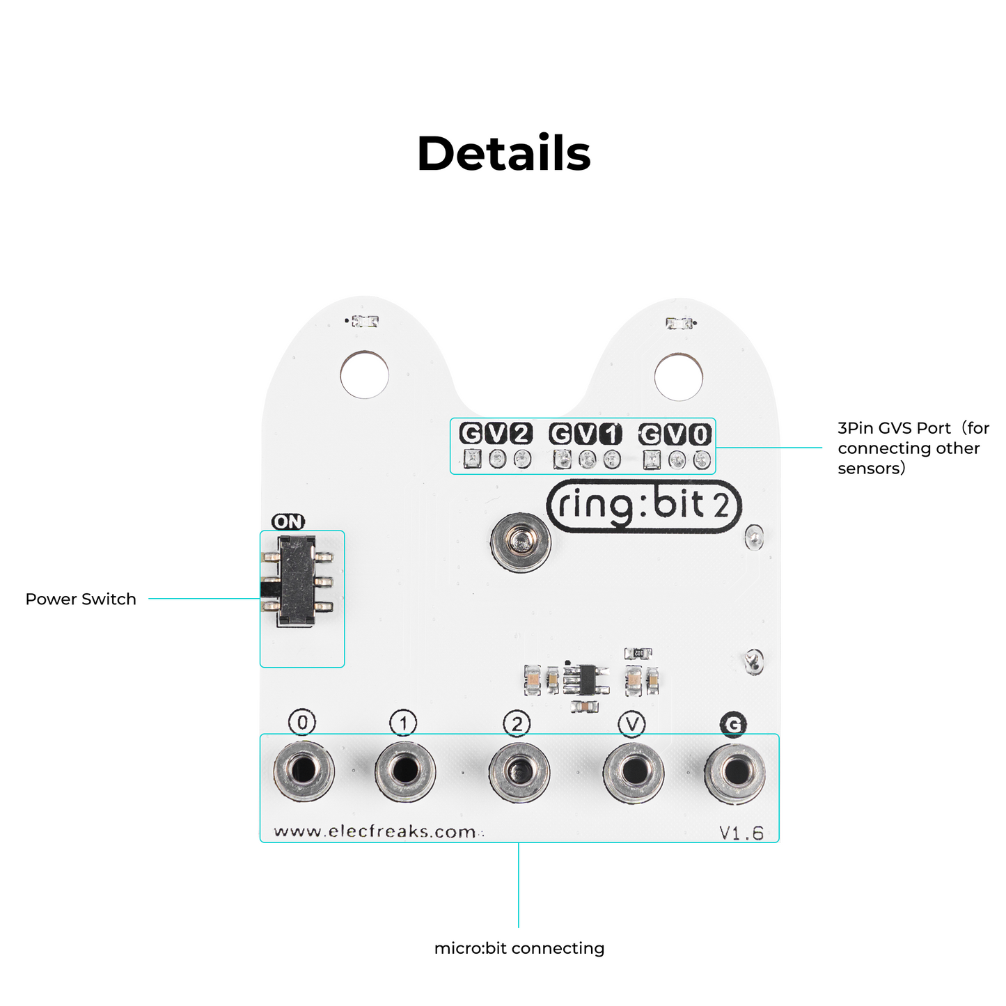 Placa de Expansão ELECFREAKS micro:bit Ring:bit V2