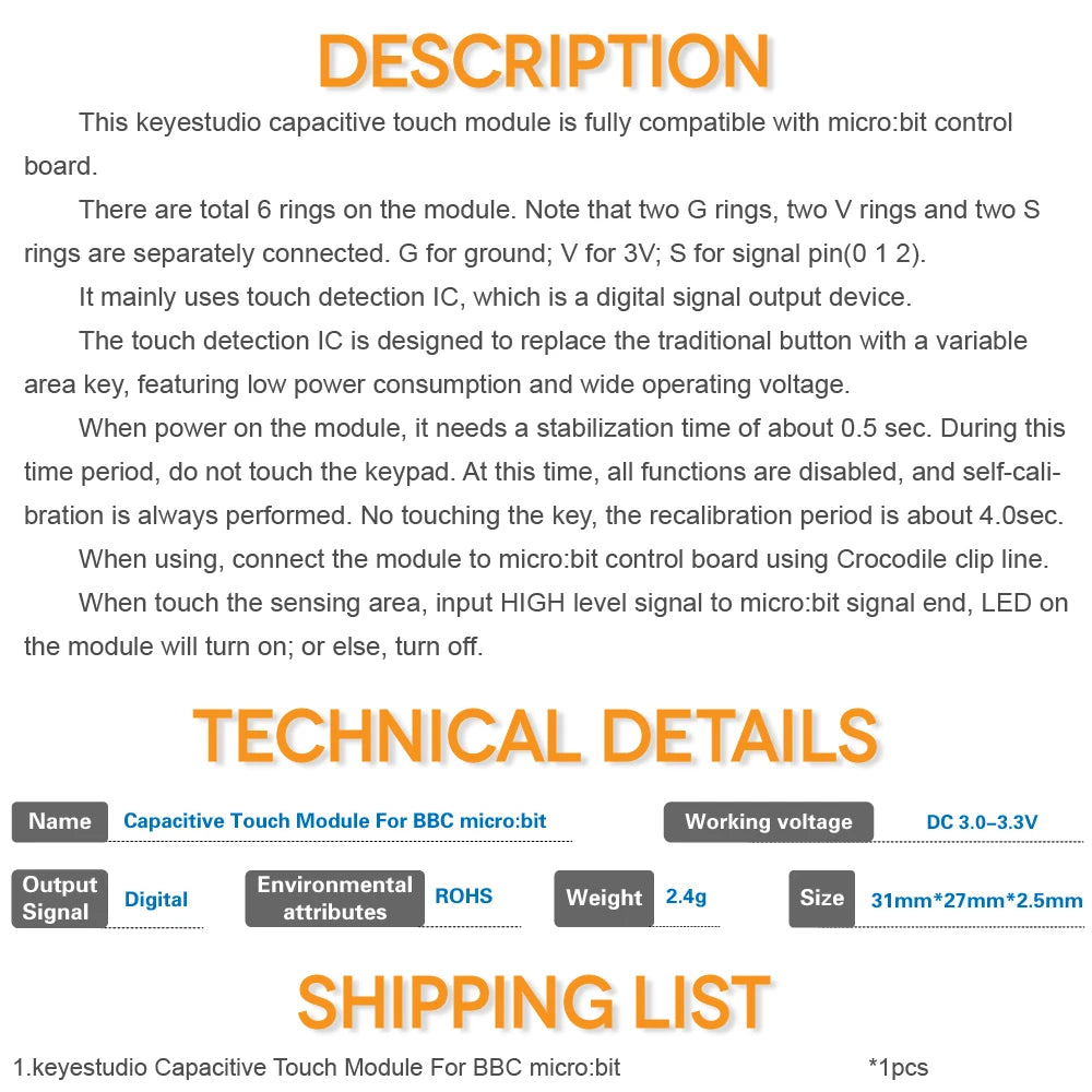 keyestudio micro bit Capacitive touch Module