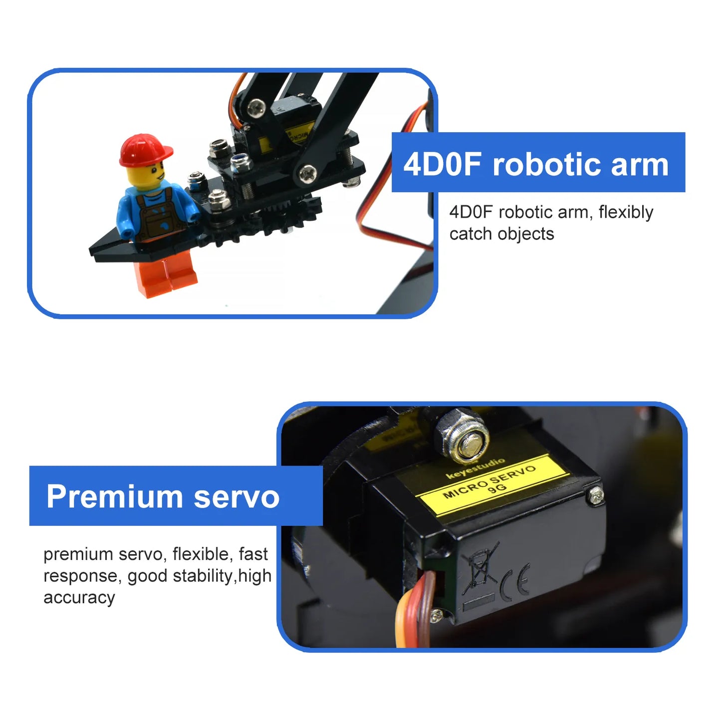 Keyestudio 4DOF Robot Arm Microbit Learning Kit Robot Arm Kit DIY Robot STEM Programming Without Microbit Board