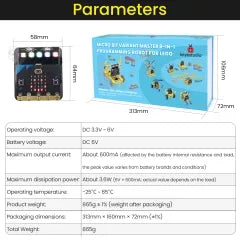 Keyestudio Microbit Variant Master 8-in-1 Multifunctional Programming Robot for Micro Bit Compatible with Lego