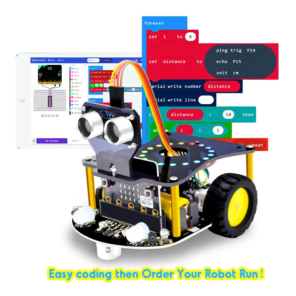 Keyestudio Microbit Robot Mini Smart Robot Car STEM Robot Kit V2.0 Without Microbit Main Board