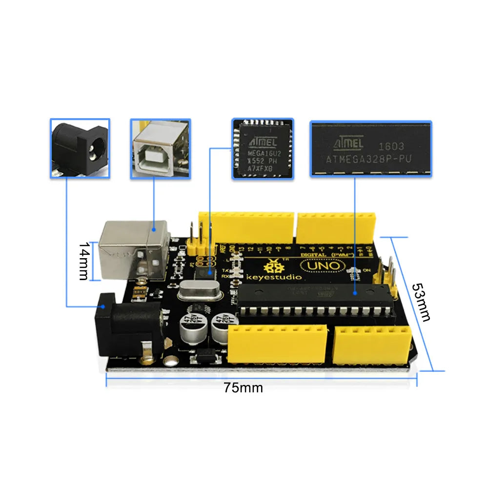 Keyestudio UNO R3 Development Board Compatible With Arduino Uno R3 +USB Cable