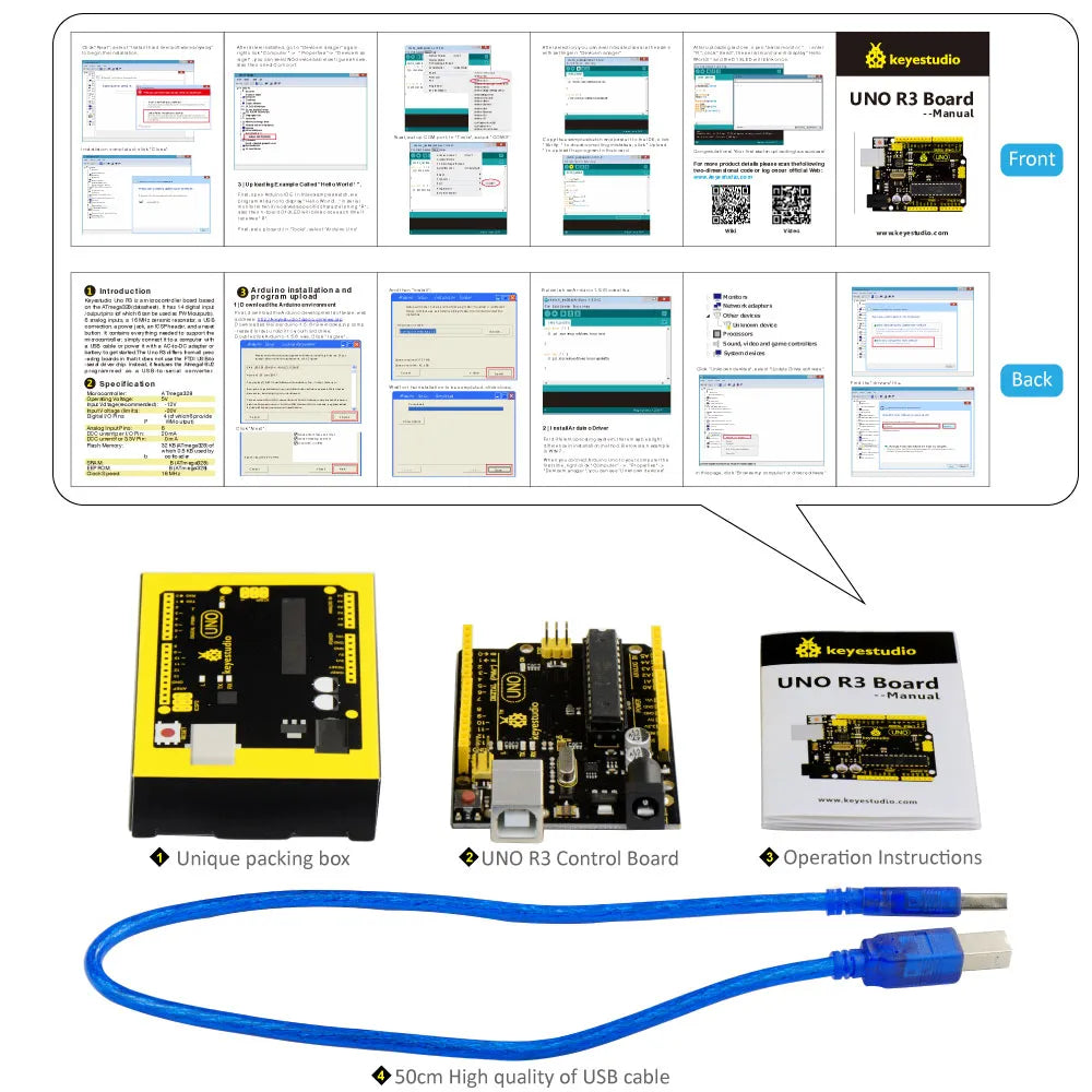 Keyestudio UNO R3 Development Board Compatible With Arduino Uno R3 +USB Cable