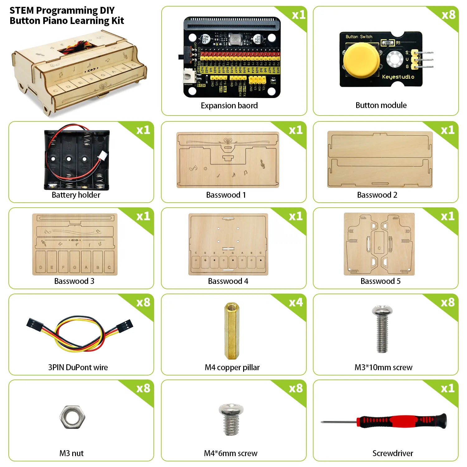 Keyestudio STEM Programming DIY Button Piano Learning Kit For Microbit Starter Kit Support Makcode/KidsBlock Without Board