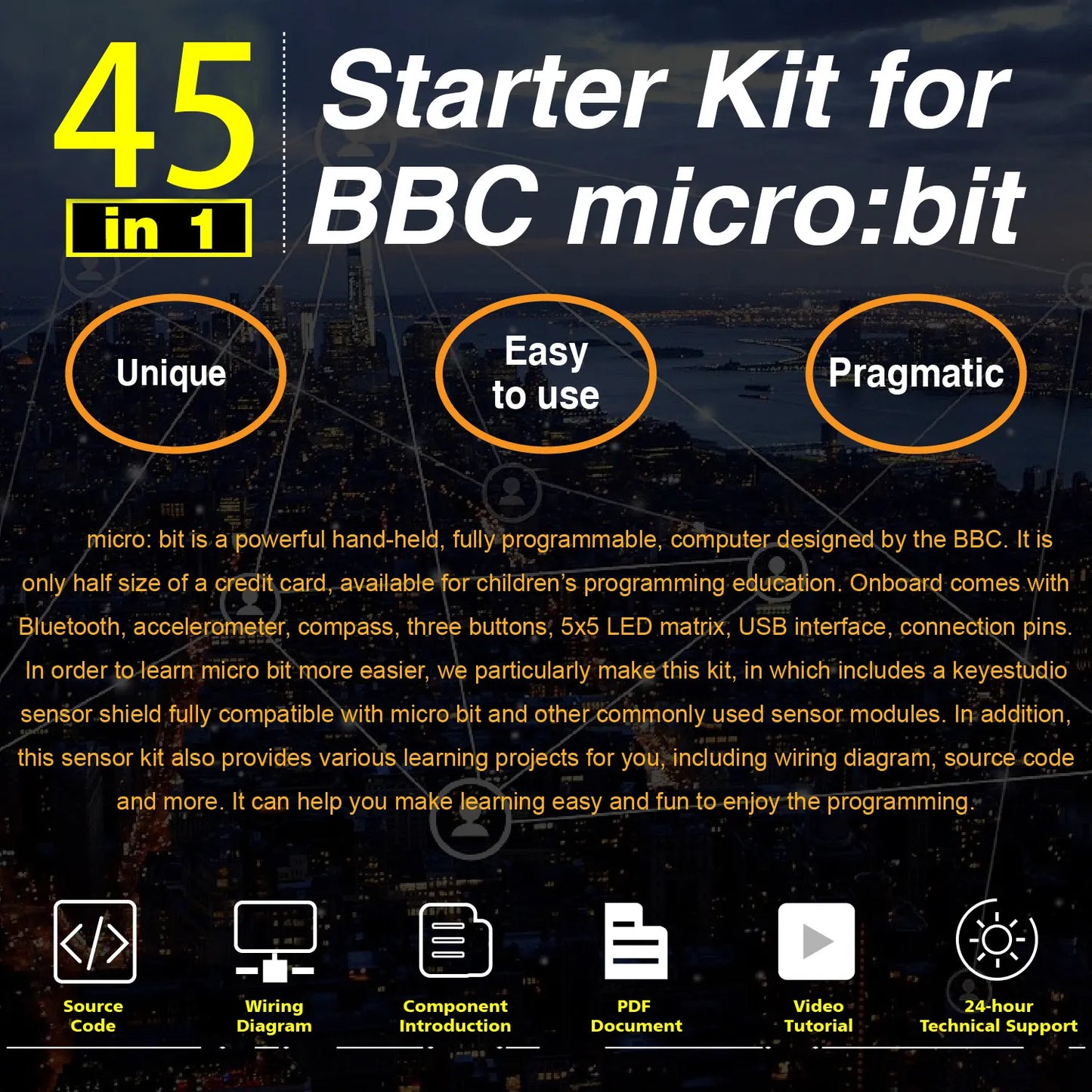 Keyestudio Micro Bit 45 in 1 Sensor Starter Kit Electronic DIY Kit Without Microbit Board