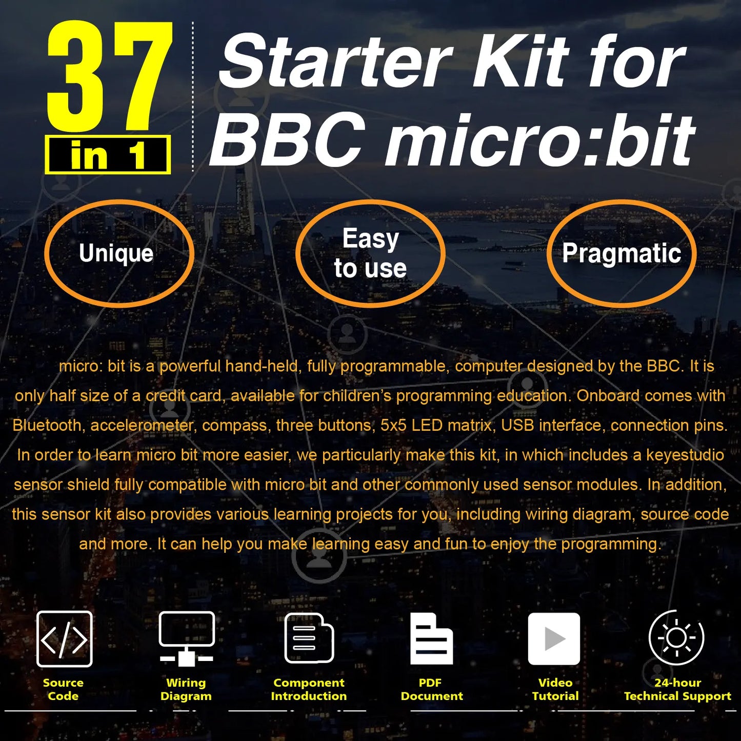 keyestudio Micro Bit 37 in 1 Sensor Starter Kit for BBC Micro:Bit (NO Micro Bit Board )