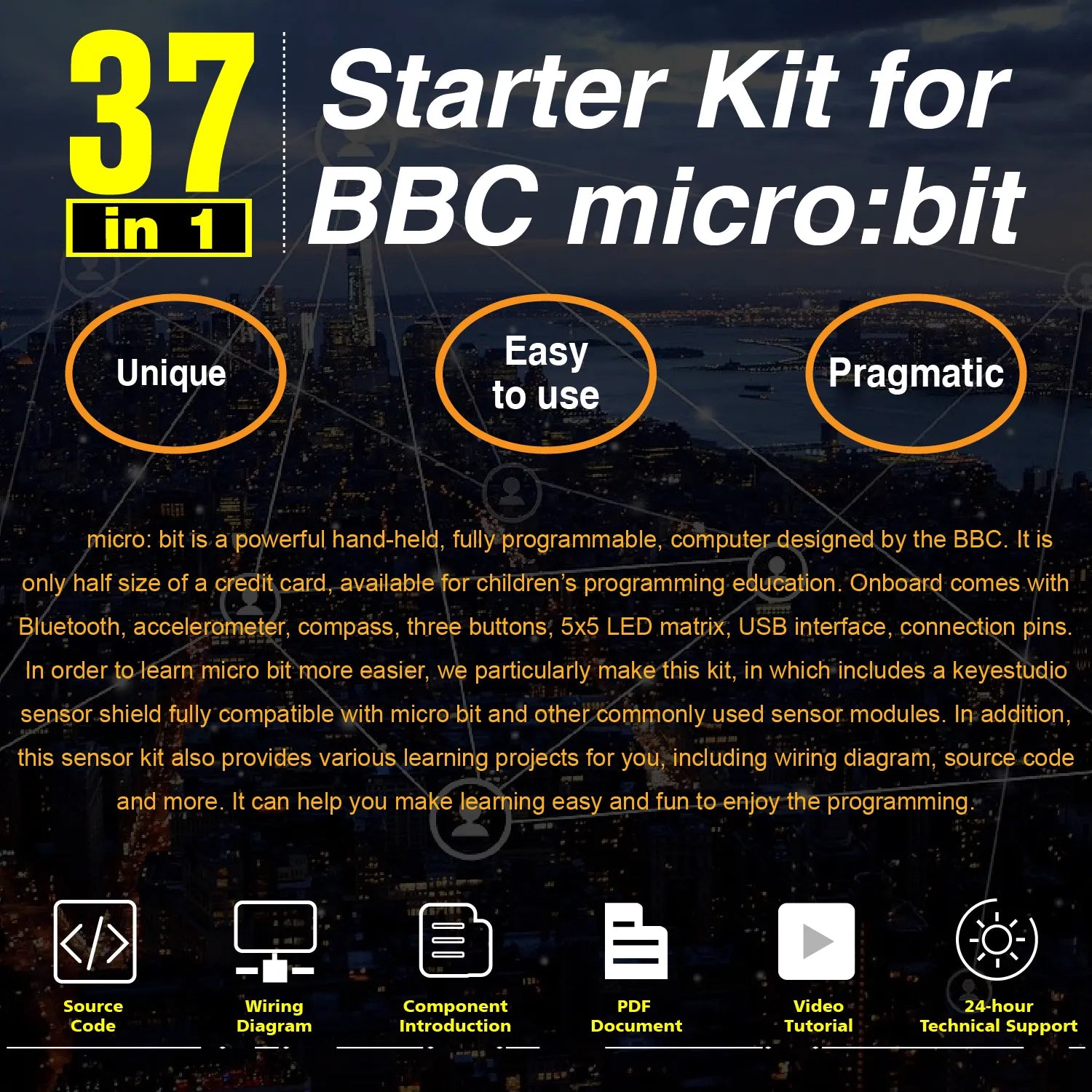 keyestudio Micro Bit 37 in 1 Sensor Starter Kit for BBC Micro:Bit (NO Micro Bit Board )