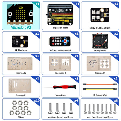 Keyestudio Microbit V2.0 DIY Colorful Lamp Starter Kit For Microbit V2 Starter Pack Programming DIY Electronic Starter Kit