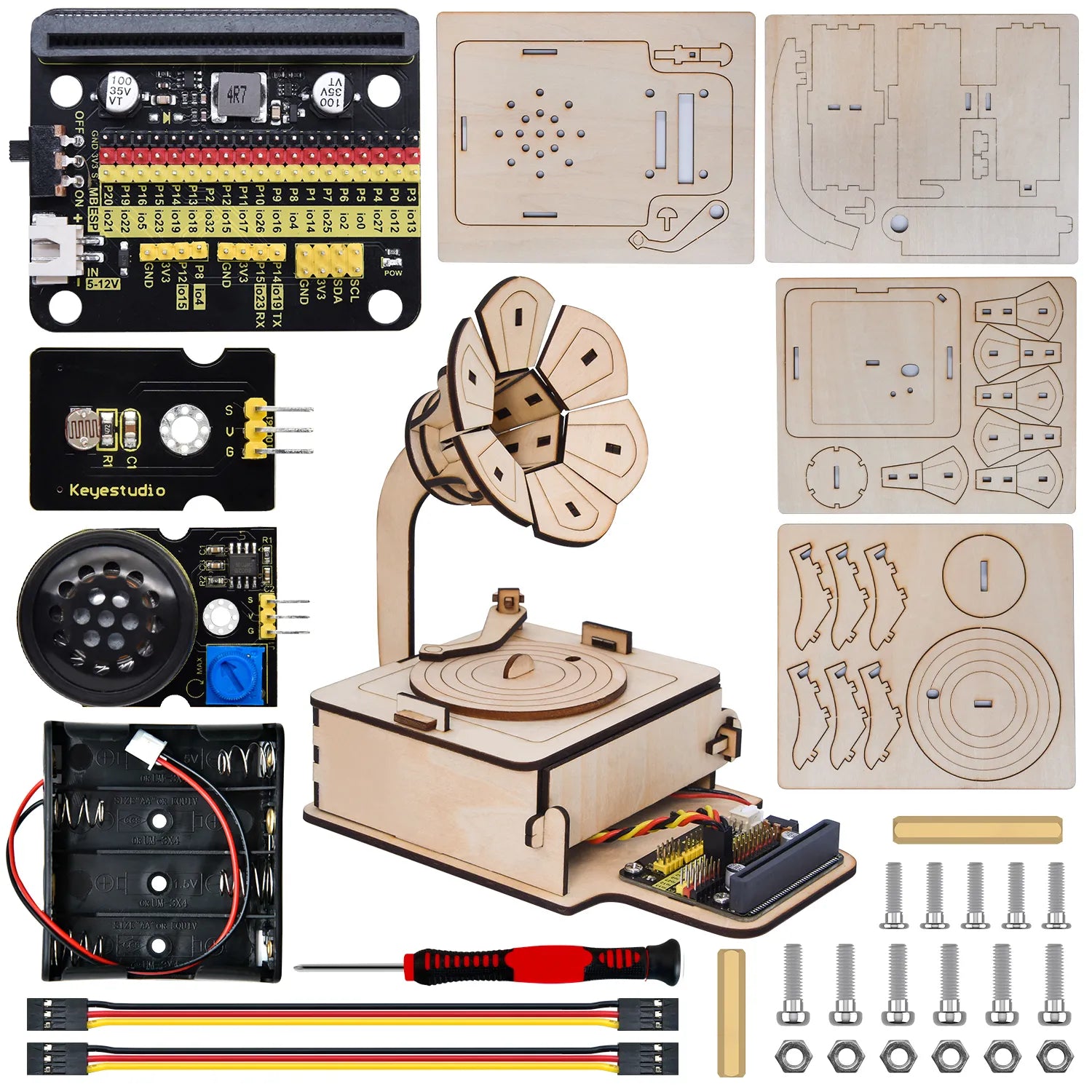 Keyestudio STEM Learning Starter Kit Programming DIY Mini Light Controlled Phonograph Kit For Microbit Without Mainboard