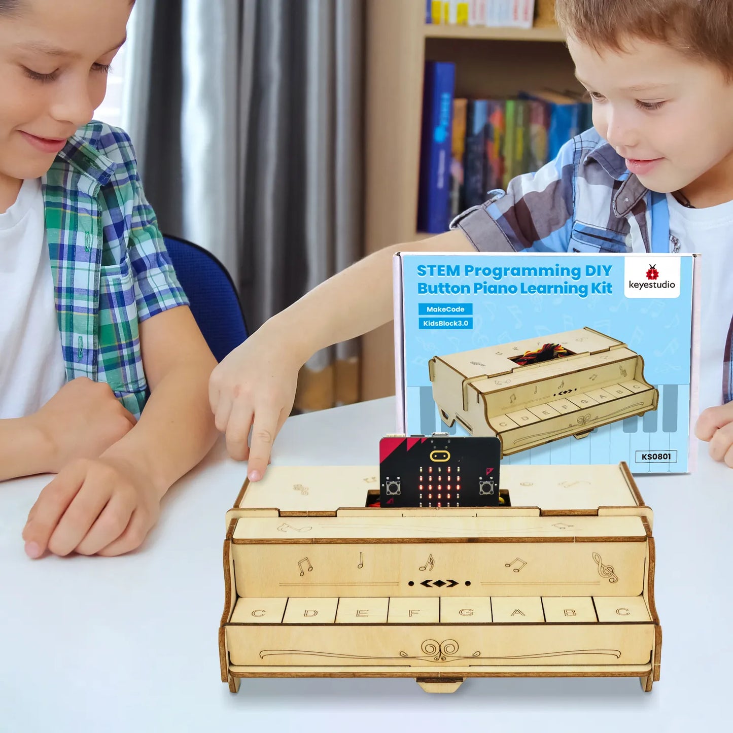 Keyestudio STEM Programming DIY Button Piano Learning Kit For Microbit Starter Kit Support Makcode/KidsBlock With Microbit Board