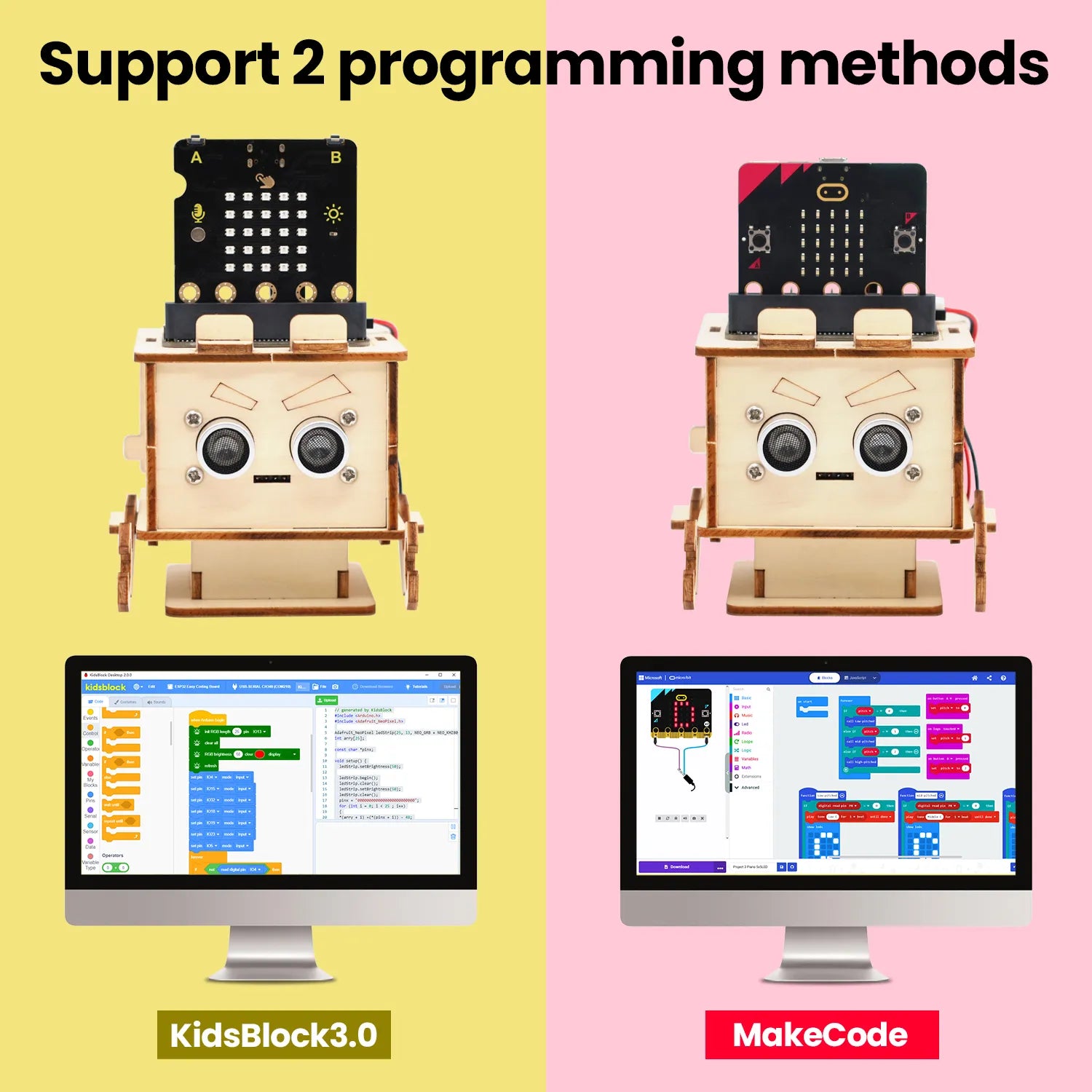 Keyestudio Microbit V2.0 DIY Distance Detection Robot Kit STEM Programming Electronic Starter Kit