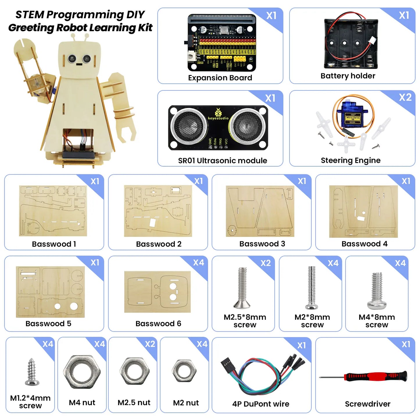 Keyestudio STEM Programming Microbit Starter Kit DIY Greeting Smart Robot Learning Kit Include Microbit Board