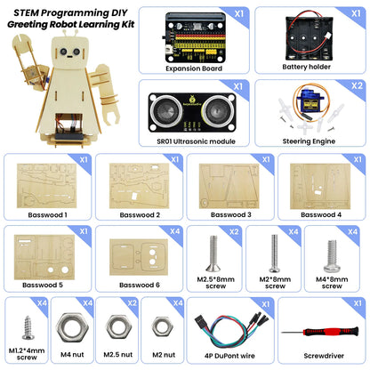 Keyestudio STEM Programming Microbit Starter Kit DIY Greeting Smart Robot Learning Kit Include Microbit Board