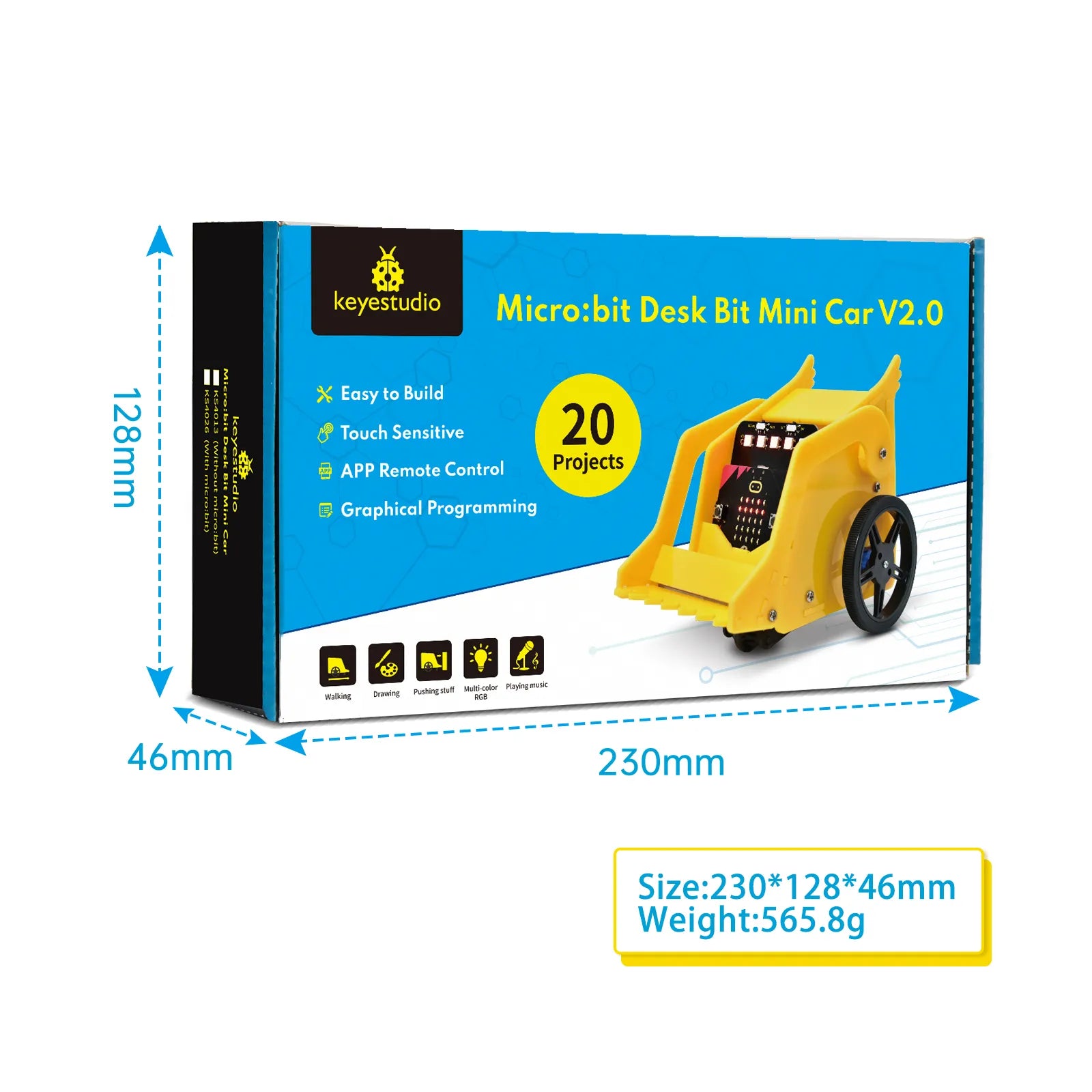 Keyestudio Micro Bit V2 Desk Bit Small Robot Smart Car for Microbit STEM Programming Car Kit Assembled without the controller