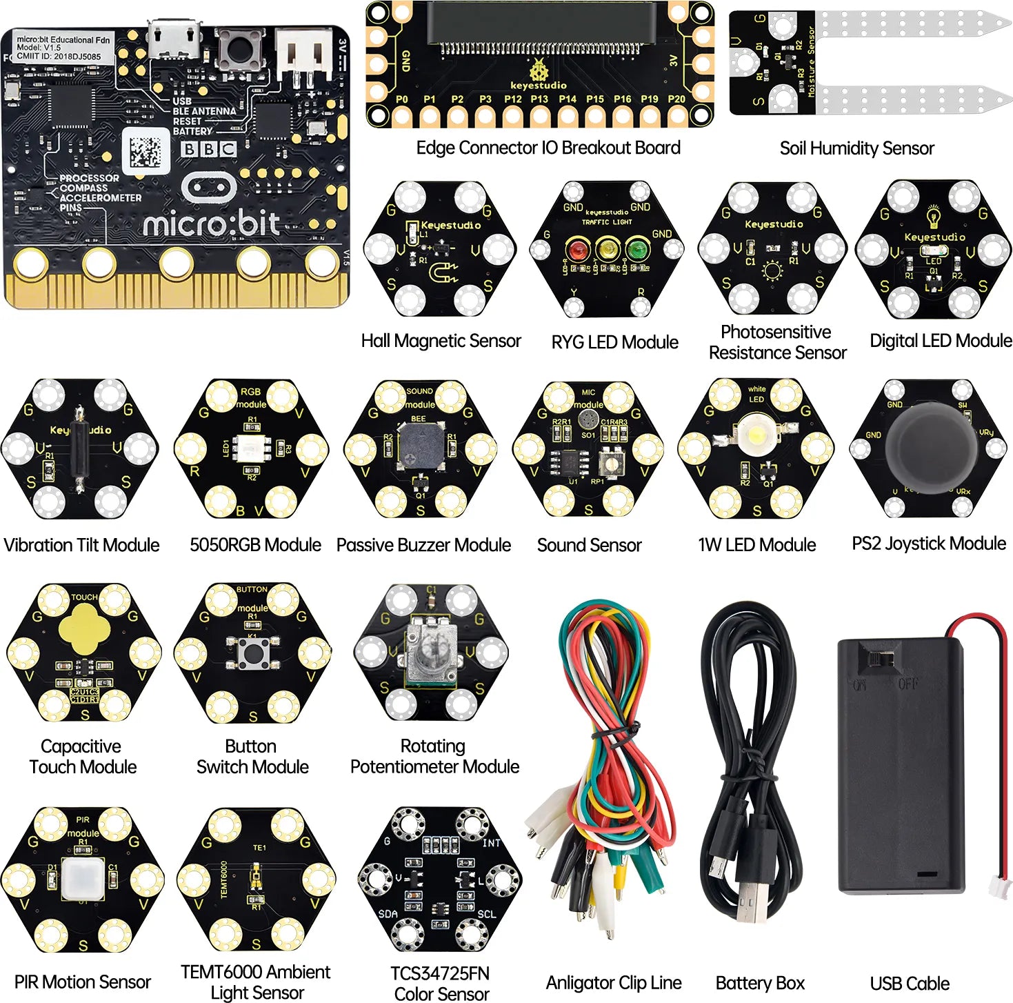 Keyestudio Microbit Honeycomb Smart Wearable Programmable Ultimate Kit For Micro bit