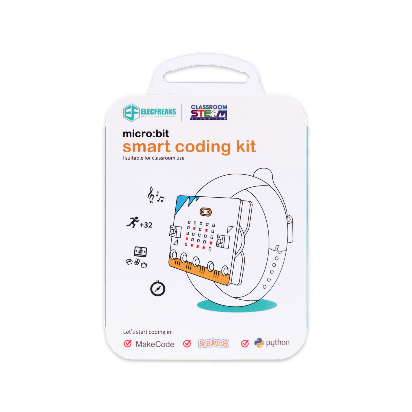 Kit de Relógio de Codificação Inteligente micro:bit ELECFREAKS, Um Relógio micro:bit Divertido e Vestível para Projetos Simples de micro:bit para Crianças e Iniciantes