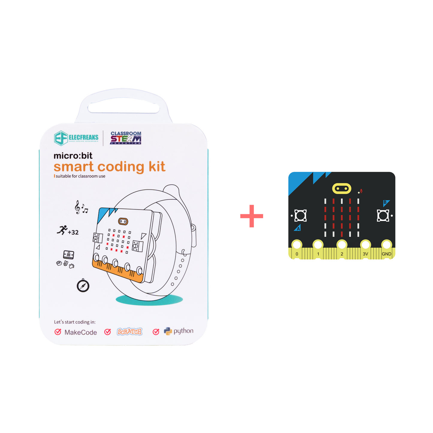 Kit de Relógio de Codificação Inteligente micro:bit ELECFREAKS, Um Relógio micro:bit Divertido e Vestível para Projetos Simples de micro:bit para Crianças e Iniciantes