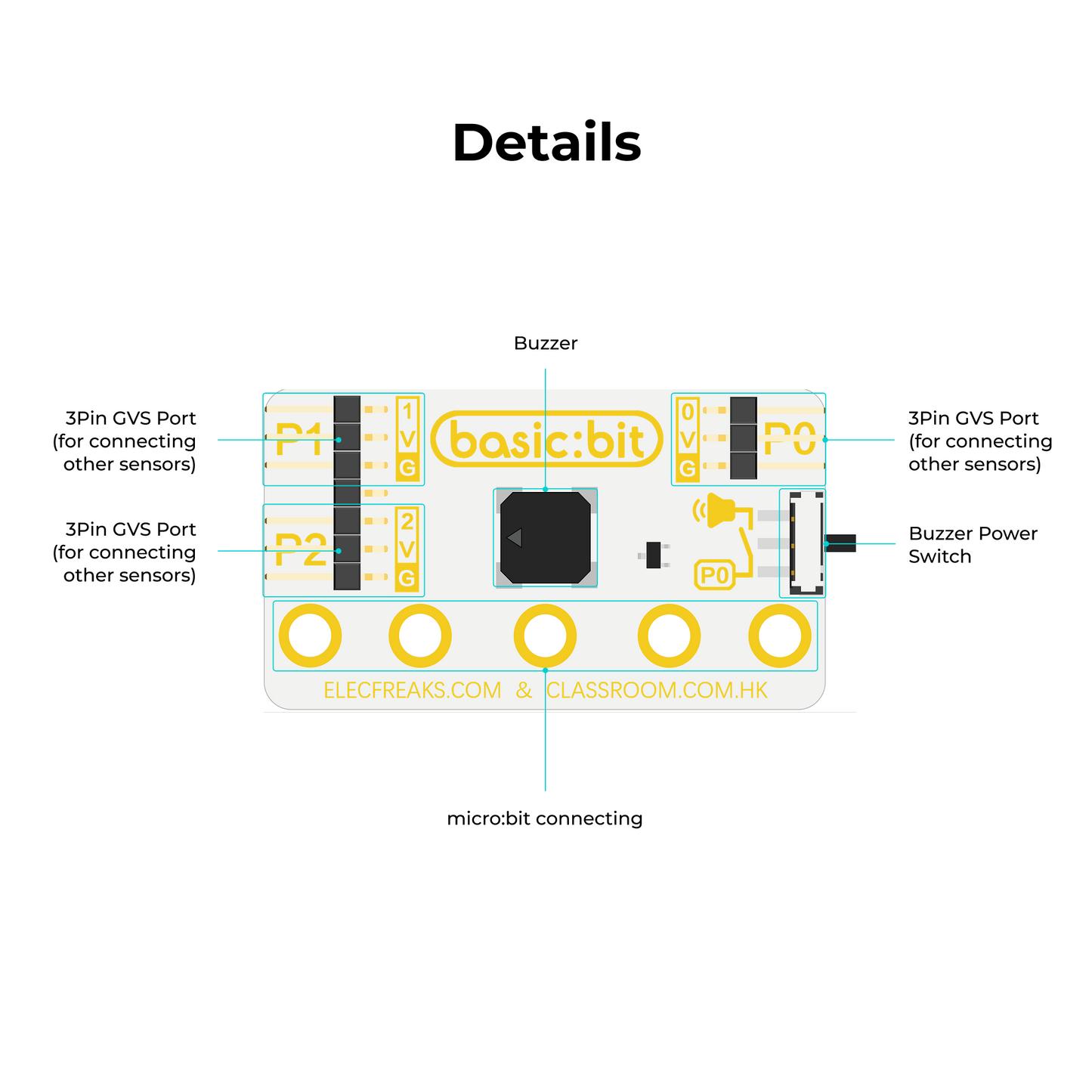 Placa de Expansão Basic:bit micro:bit ELECFREAKS (I/O de Três Vias, Versão Mini)
