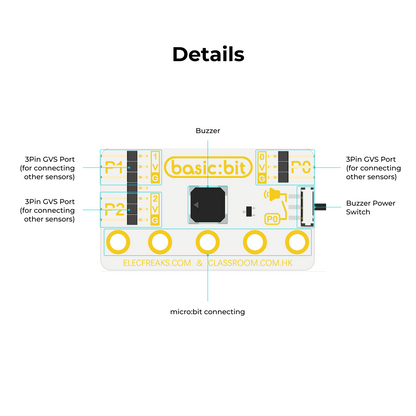 Placa de Expansão Basic:bit micro:bit ELECFREAKS (I/O de Três Vias, Versão Mini)