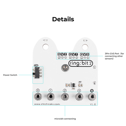Placa de Expansão ELECFREAKS micro:bit Ring:bit V2