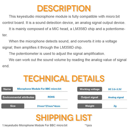 Keyestudio Microphone Sound Module For BBC micro:bit