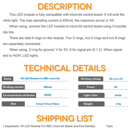 keyestudio BBC micro bit 1W LED Module