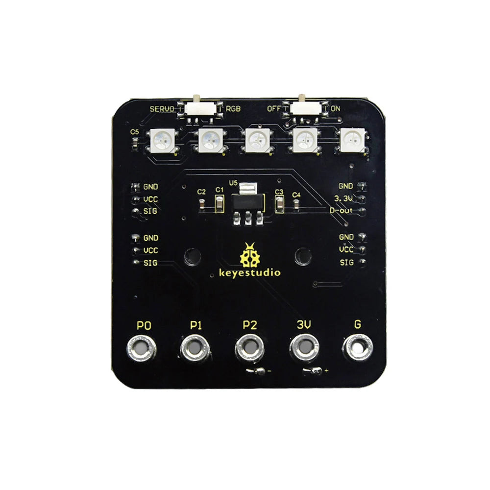 Keyestudio Micro bit Mini Servo Shield with Battery holder For Microbit Robot Car(No Micro bit Board)