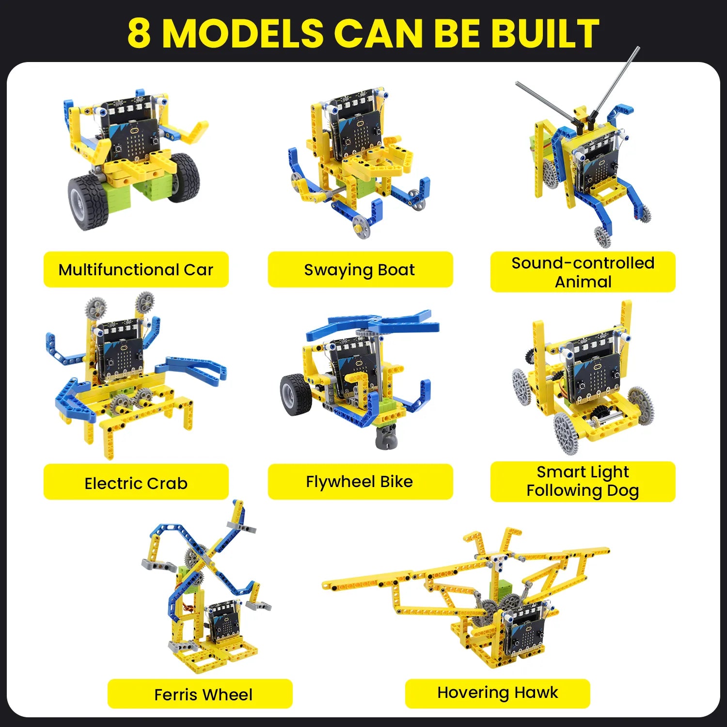 Keyestudio Microbit Variant Master 8-in-1 Multifunctional Programming Robot for Micro Bit Compatible with Lego