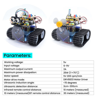 Keyestudio Mini Caterpillar Tank Robot V3.0 For Arduino Kit Robot Car DIY Programmable STEM Toys