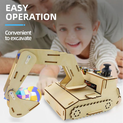 Keyestudio STEM Programming DIY Excavator Learning Kit With Microbit Board Wooden Electronic Component Kit For Microbit