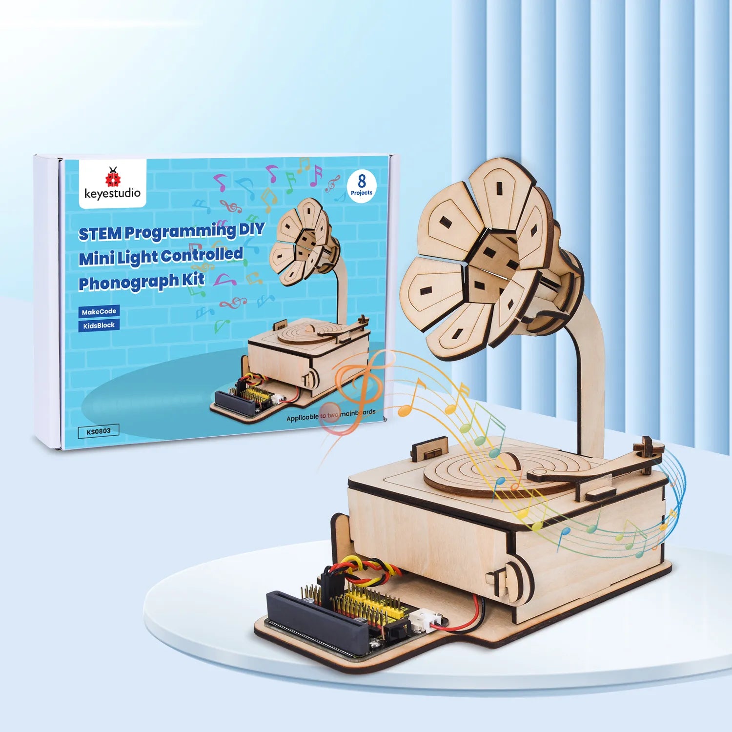 Keyestudio STEM Learning Starter Kit Programming DIY Mini Light Controlled Phonograph Kit For Microbit Without Mainboard
