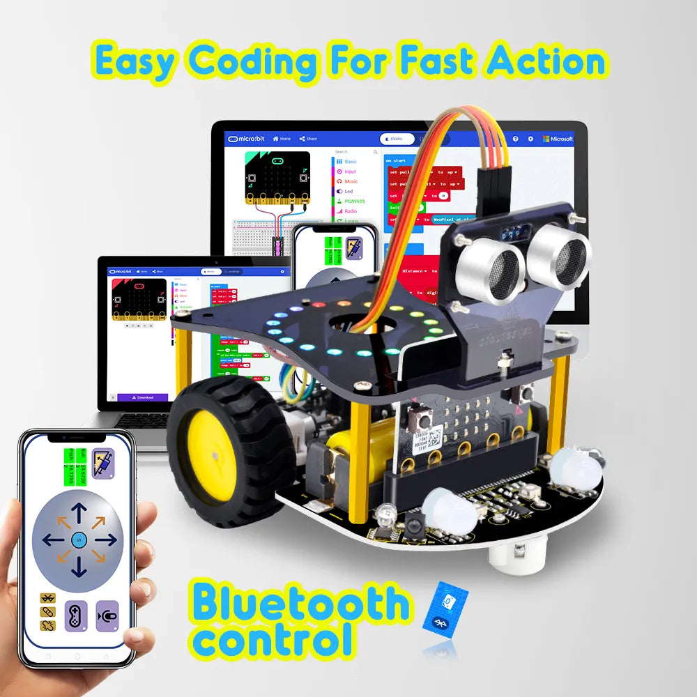 Keyestudio Microbit Robot Mini Smart Robot Car STEM Robot Kit V2.0 Without Microbit Main Board