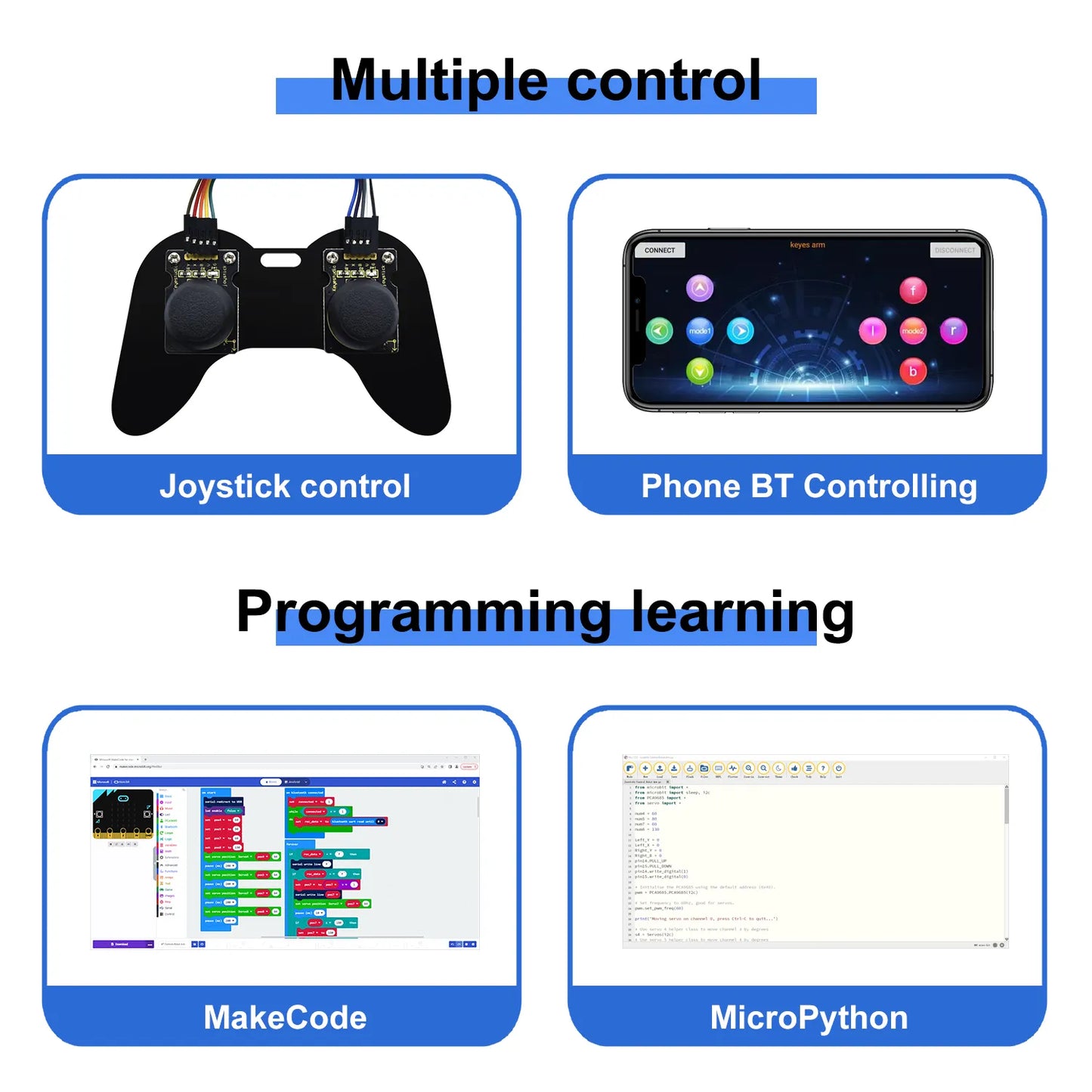 Keyestudio 4DOF Robot Arm Microbit Learning Kit Robot Arm Kit DIY Robot STEM Programming With Microbit Board