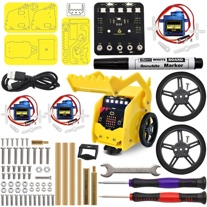 Keyestudio Micro Bit V2 Desk Bit Small Robot Smart Car for Microbit STEM Programming Car Kit(Without Microbit board)