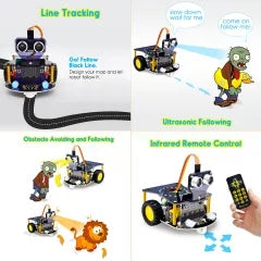 Keyestudio Microbit Robot Mini Smart Robot Car STEM Robot Kit V2.0 Without Microbit Main Board